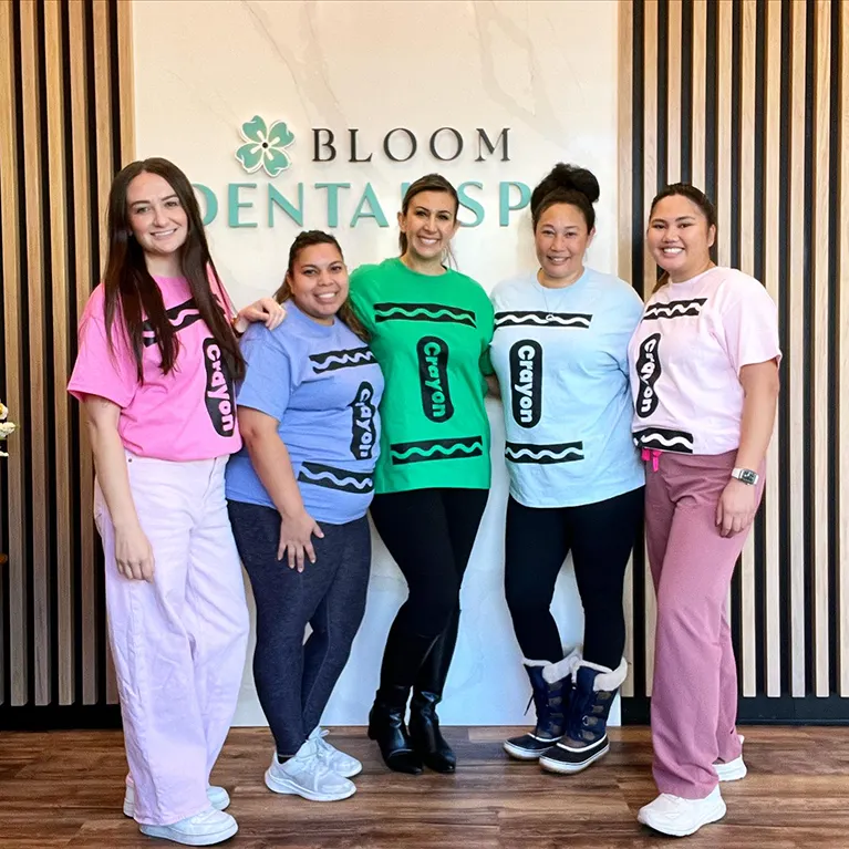 Our team posing for a group photo. Each person is wearing a Crayon t-shirt.